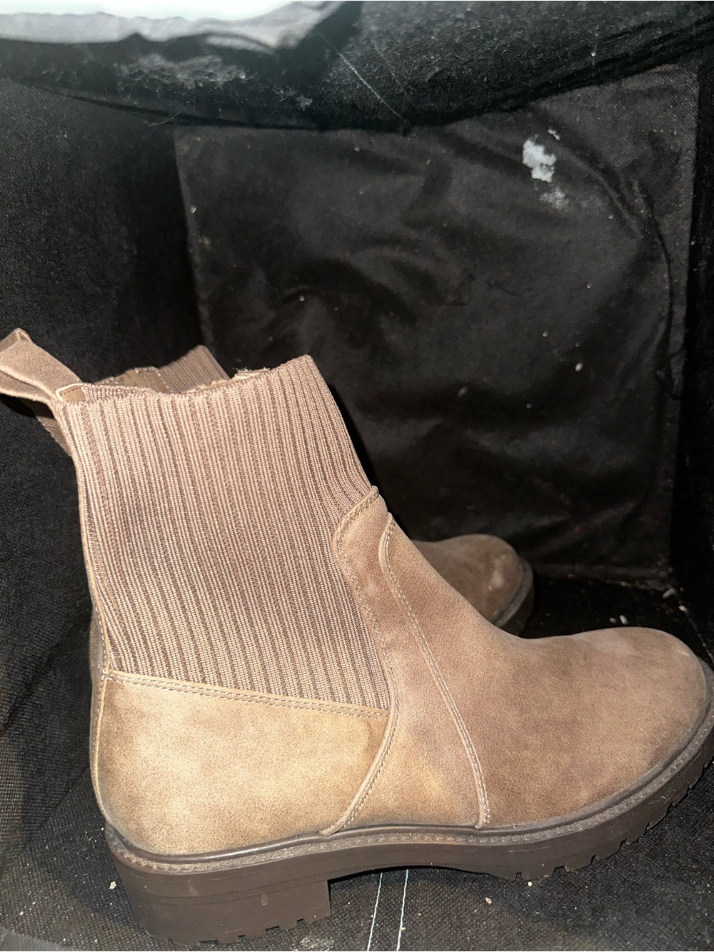 Women’s Suede Chelsea Bootie in Taupe